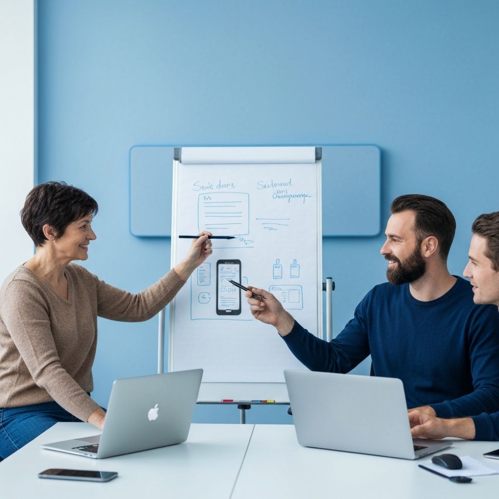 App-Entwicklungsteam bei der Zusammenarbeit